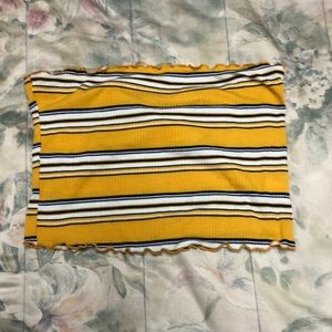Yellow and white striped tube top